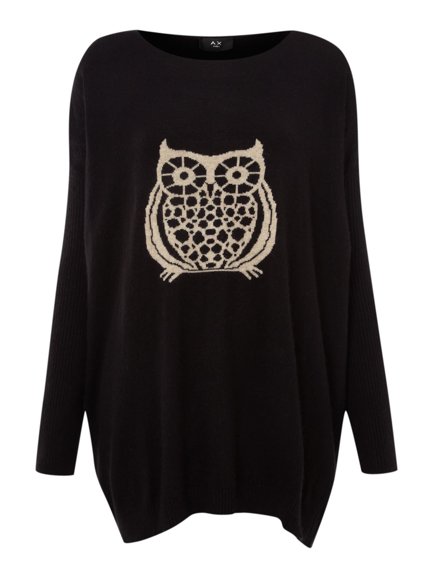 Ax paris Owl Print Knitted Jumper in Black Lyst