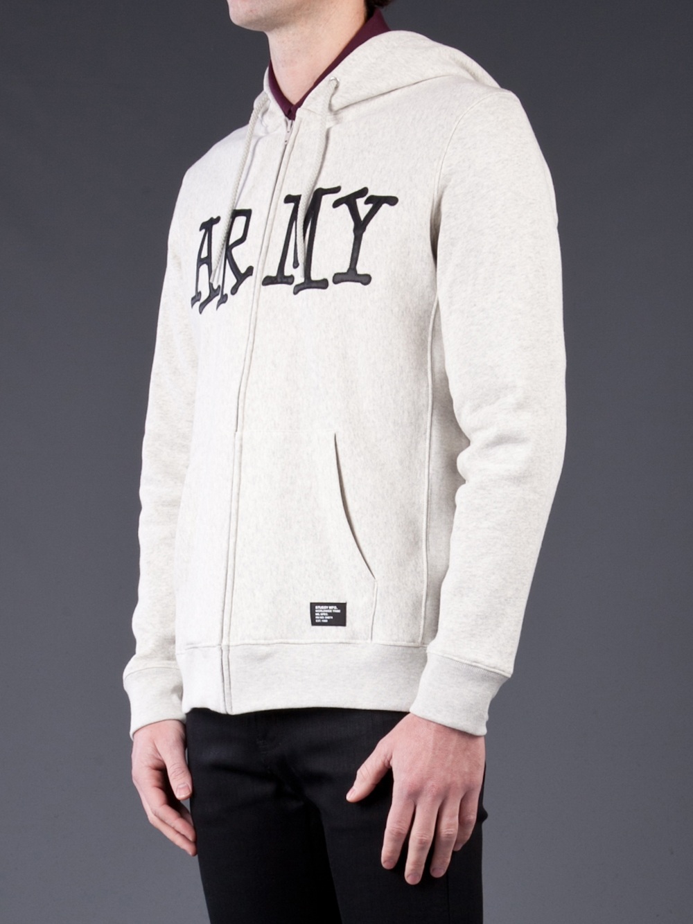 Stussy Army Zip Up Hoodie in Grey (Gray) for Men - Lyst