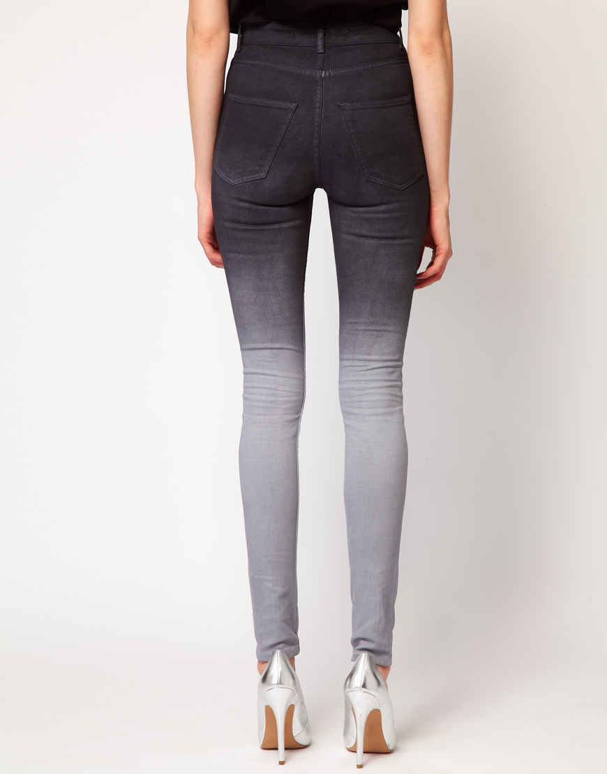 Lyst Just female Dip Dye High Waist Skinny Jeans in Gray