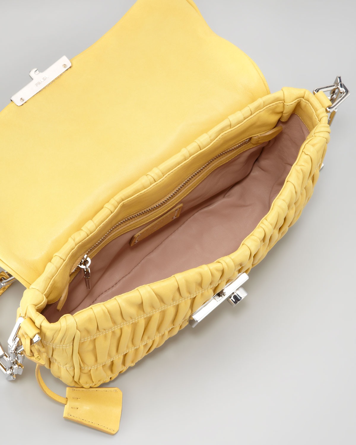 Prada Napa Gaufre Chain Shoulder Bag in Yellow | Lyst