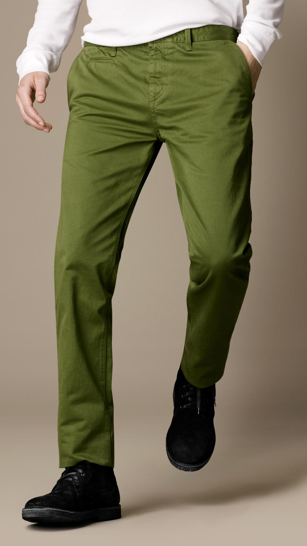 Lyst - Burberry brit Slim Fit Cotton Chinos in Green for Men