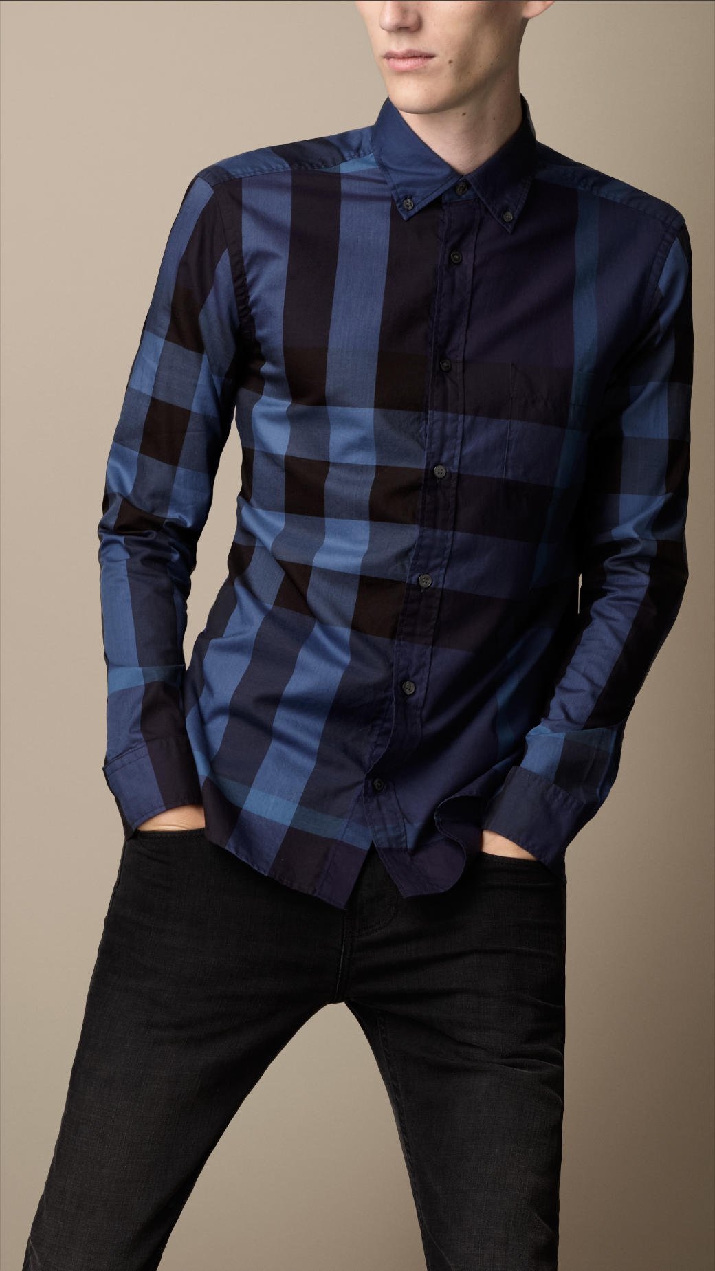 Burberry | Blue Giant Exploded Check Cotton Shirt for Men | Lyst