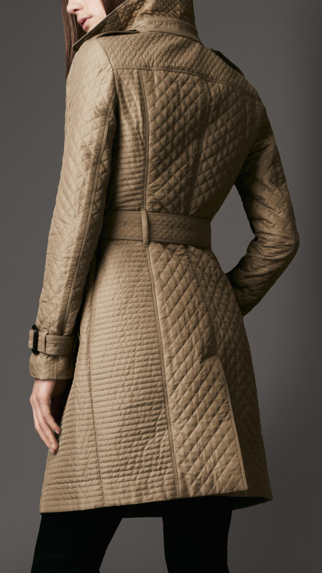 Burberry Long Quilted Trench Coat in Natural - Lyst