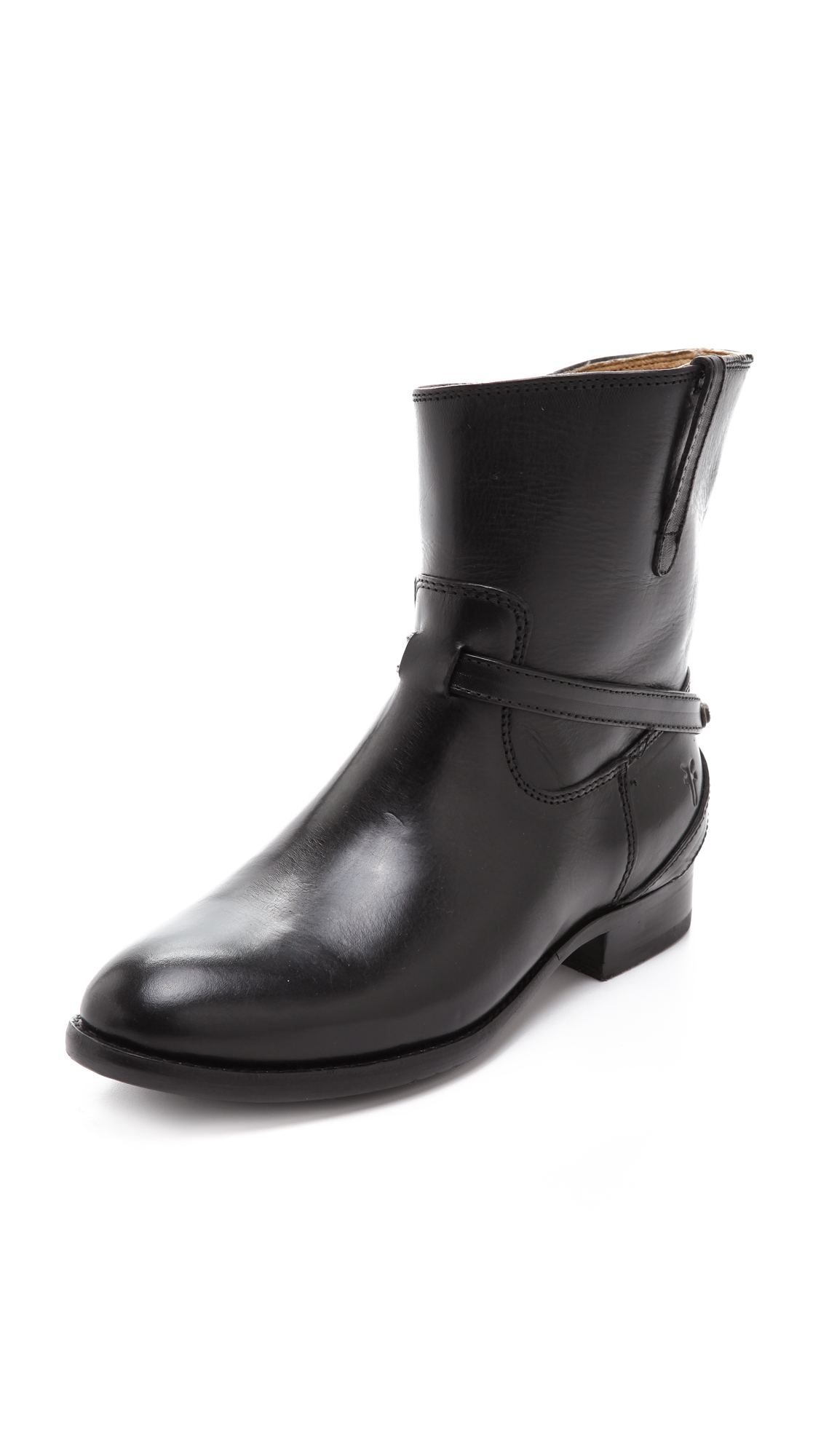 short flat leather booties