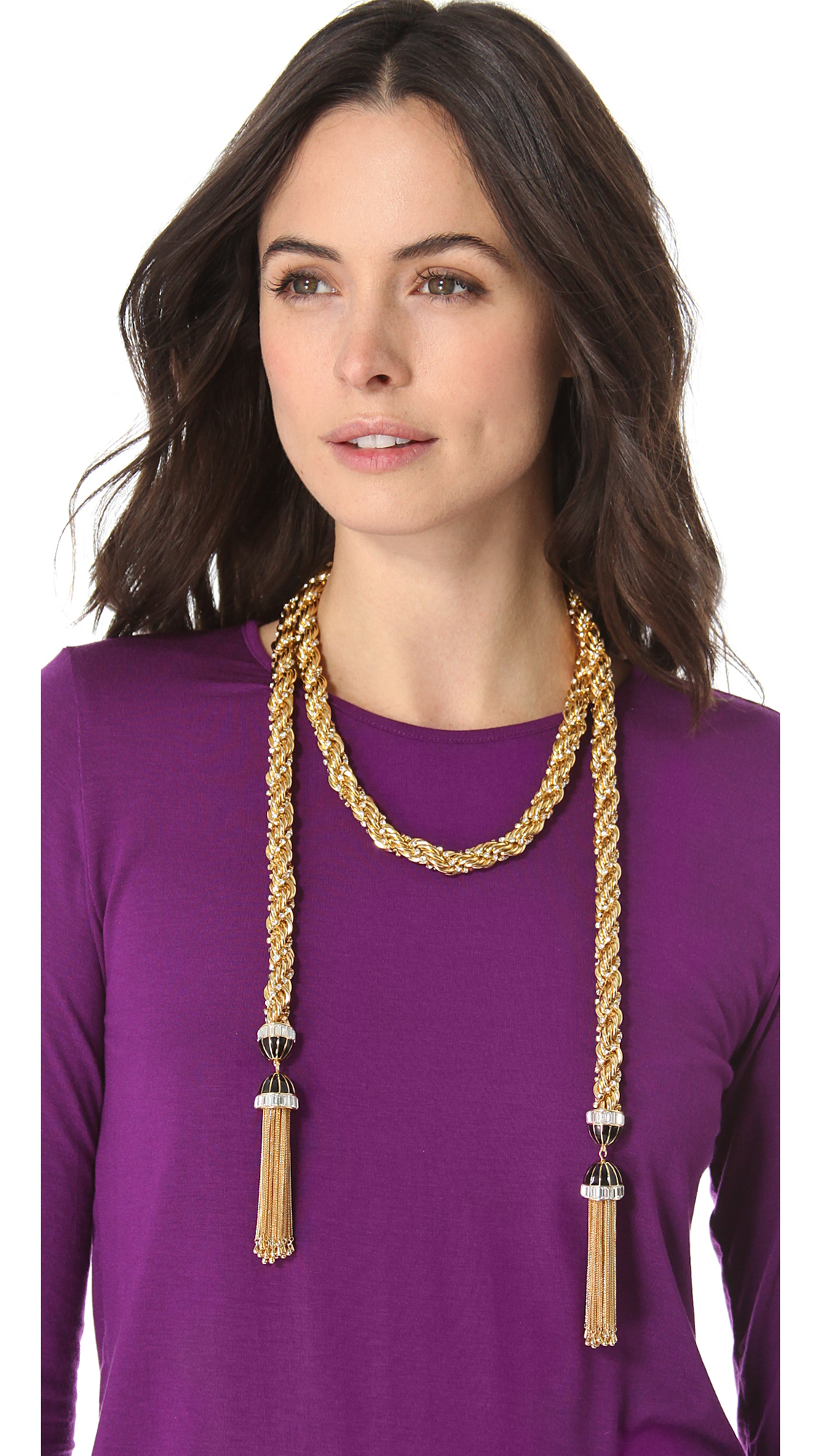 Rachel Zoe Long Tassel Necklace in Gold 