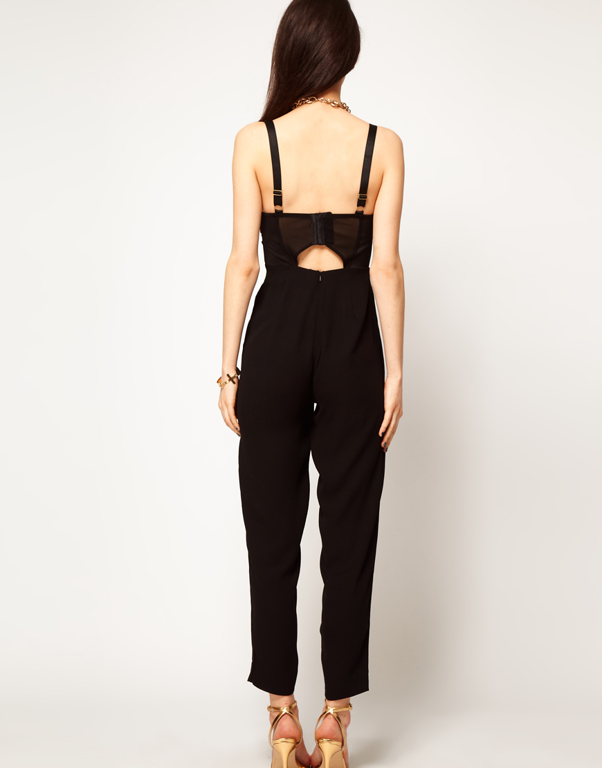 Lyst - Asos Jumpsuit with Jewel Embellishment in Black
