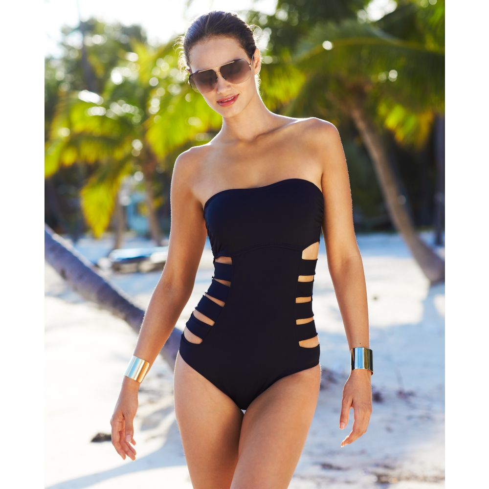 Kenneth Cole Reaction Bandeau Cutout One-piece Swimsuit in Black - Lyst
