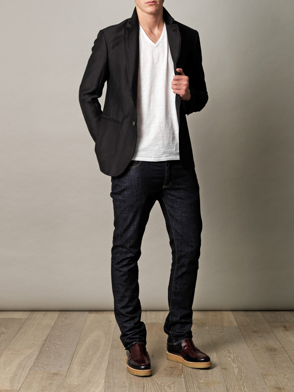 John Varvatos Convertible Collar Blazer in Black for Men - Lyst