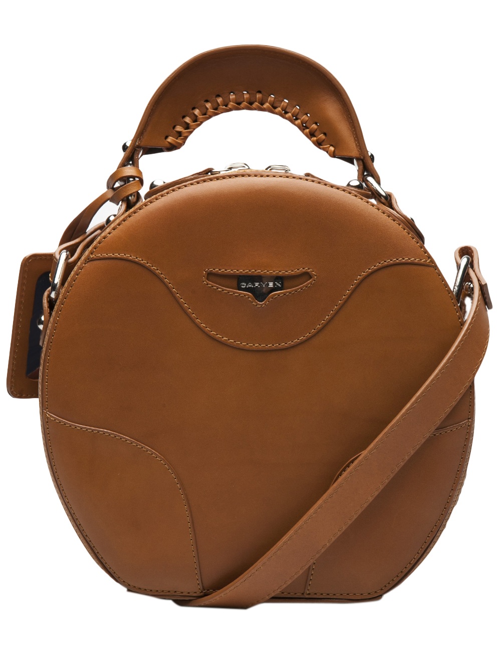 Carven Round Leather Bag in Brown | Lyst