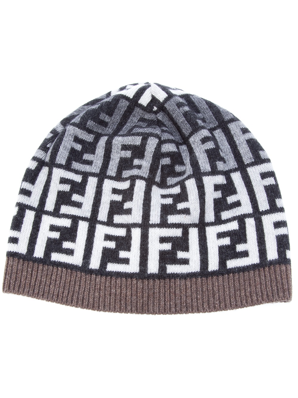 Fendi Logo Knit Beanie Hat in Grey (Grey) - Lyst
