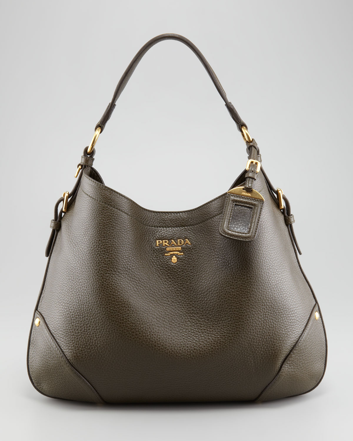 Lyst Prada Vitello Daino Snap Hobo Bag In Brown Gallery