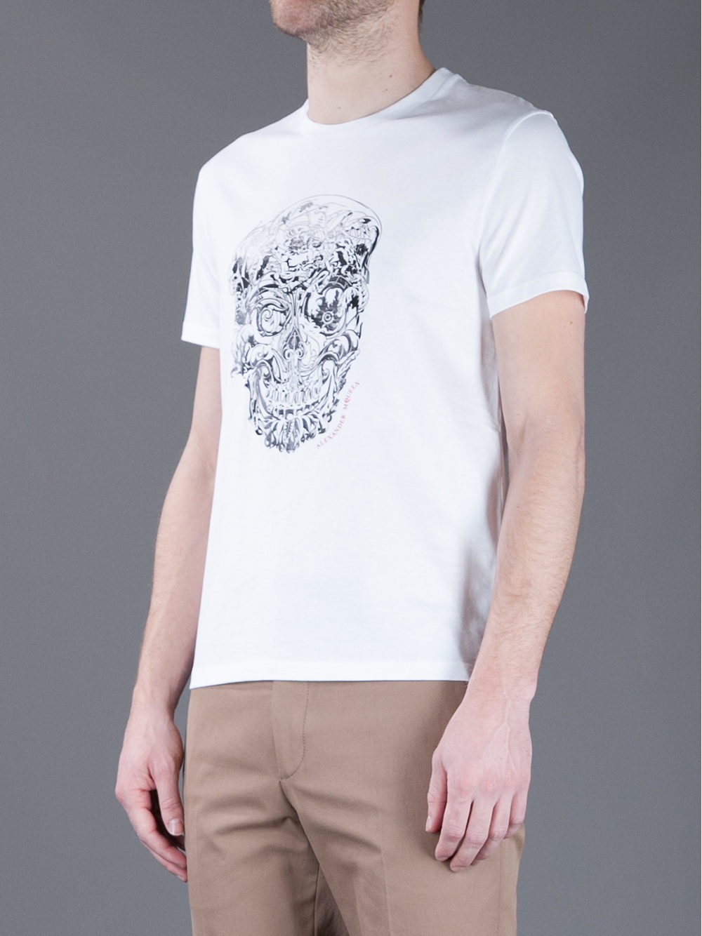 Lyst - Alexander mcqueen Skull Print T-Shirt in White for Men