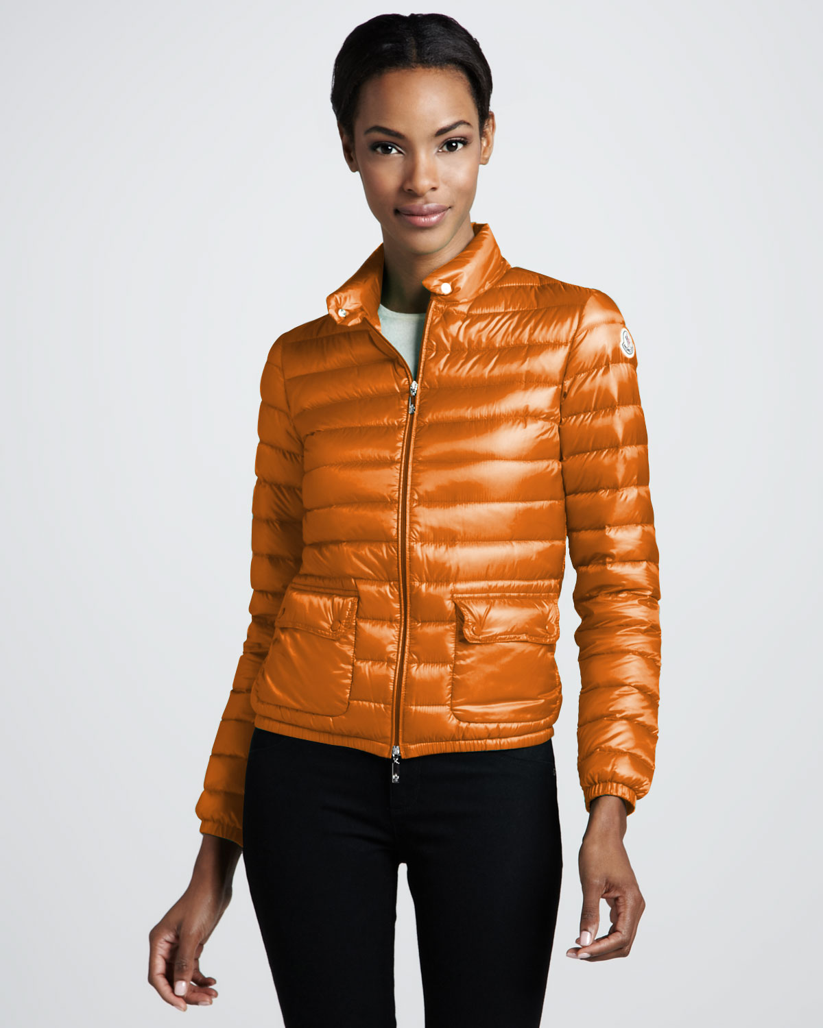 Lyst - Moncler Short Lightweight Puffer Jacket Orange in Orange