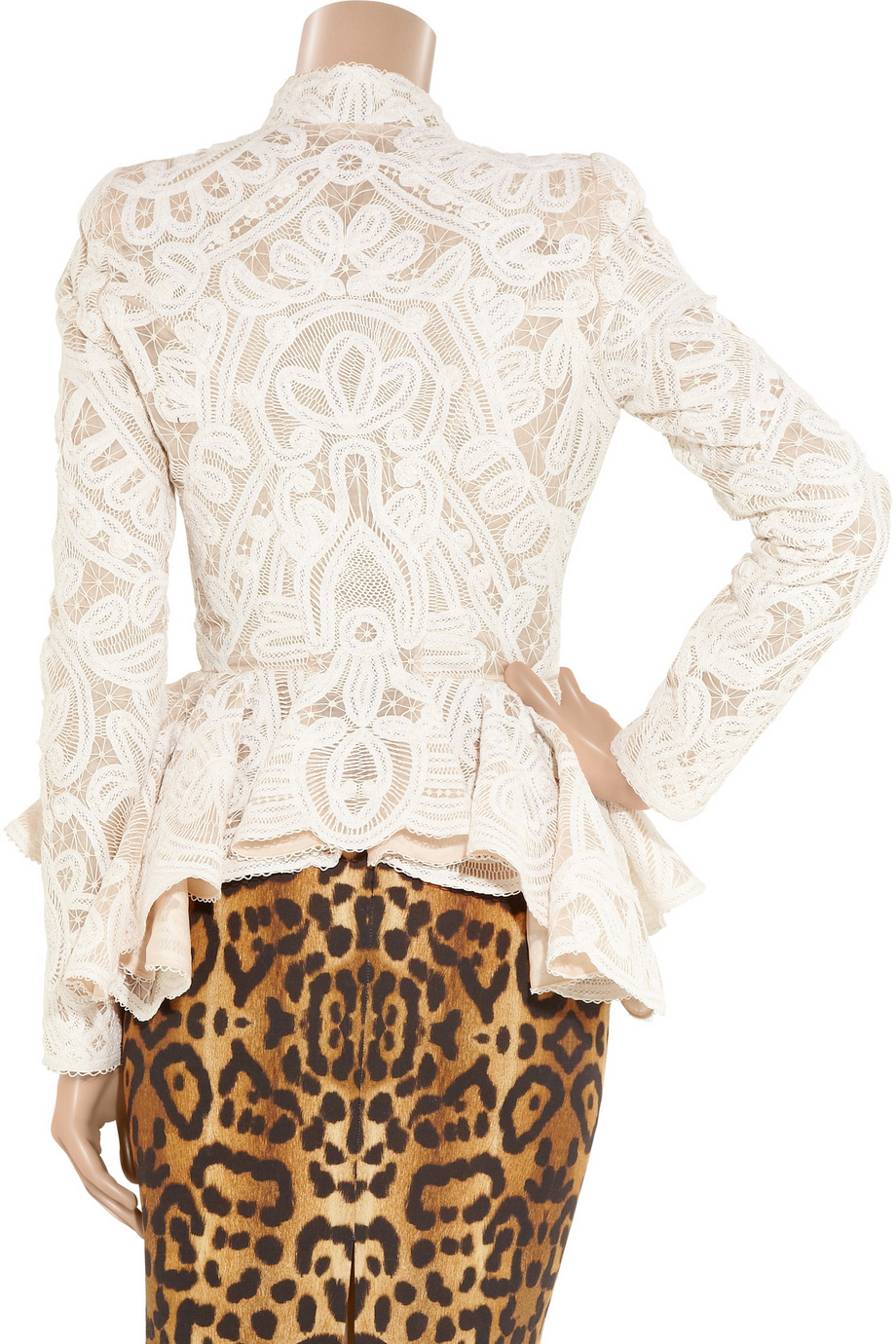 Alexander McQueen Crochetembroidered Jacket in Blush (White) Lyst