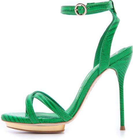 Alice + Olivia Paola Strappy Sandals in Green | Lyst