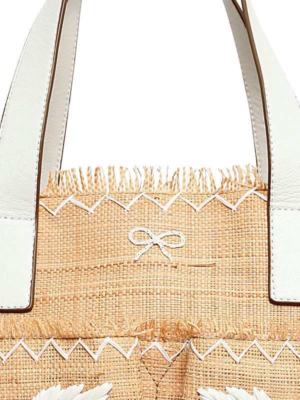 Anya Hindmarch Capability Nevis Straw with Raffia Tote in Natural/White ...