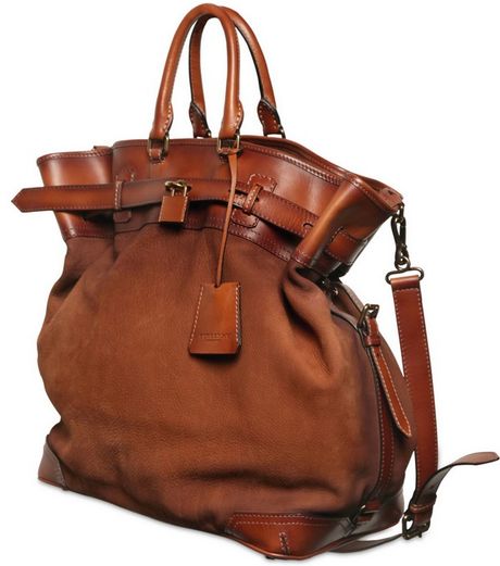 Burberry Prorsum Tarnished Nubuck Leather Bag in Brown for Men | Lyst