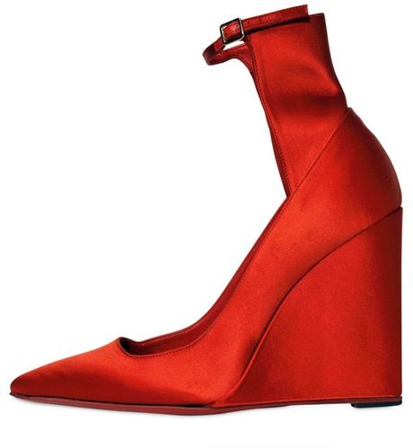 Burberry Prorsum 110mm Satin Wedges in Red | Lyst