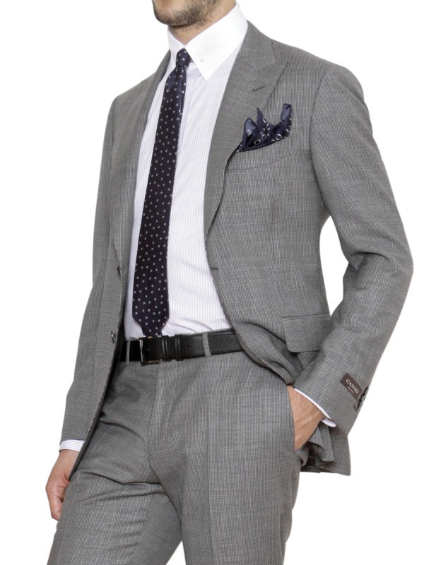 Canali Open Weave Wool Suit in Grey (Gray) for Men Lyst