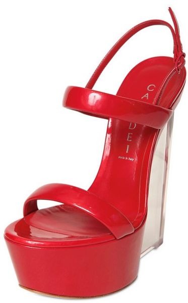 Casadei Patent Leather Plexiglass Wedges in Red (cherry) | Lyst
