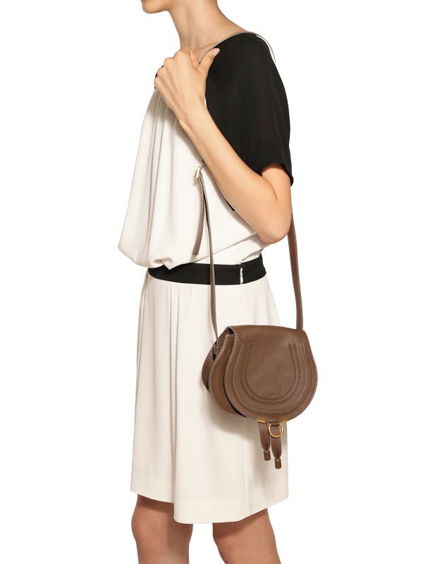 Chlo Small Marcie Leather Cross Body Bag in Brown | Lyst