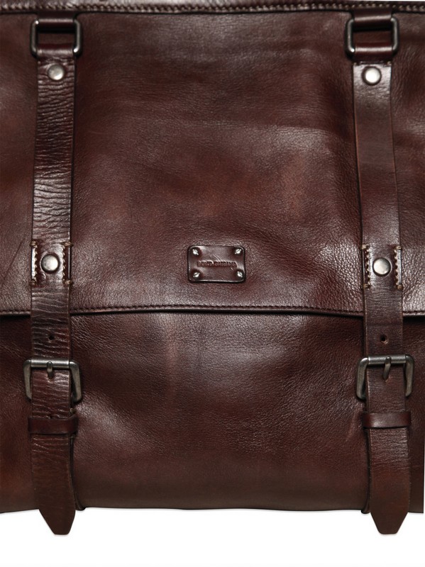 Lyst Dolce & gabbana Washed Leather Large Shoulder Bag in Brown for Men