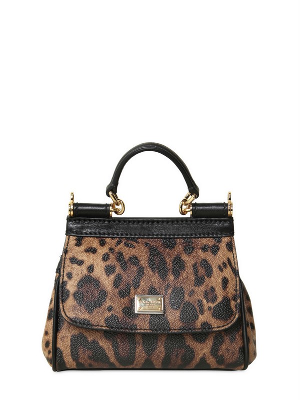 KIM DOLCE&GABBANA Small double-face Sicily bag in crocodile-print calfskin  and leopard-print polished calfskin in Animal Print