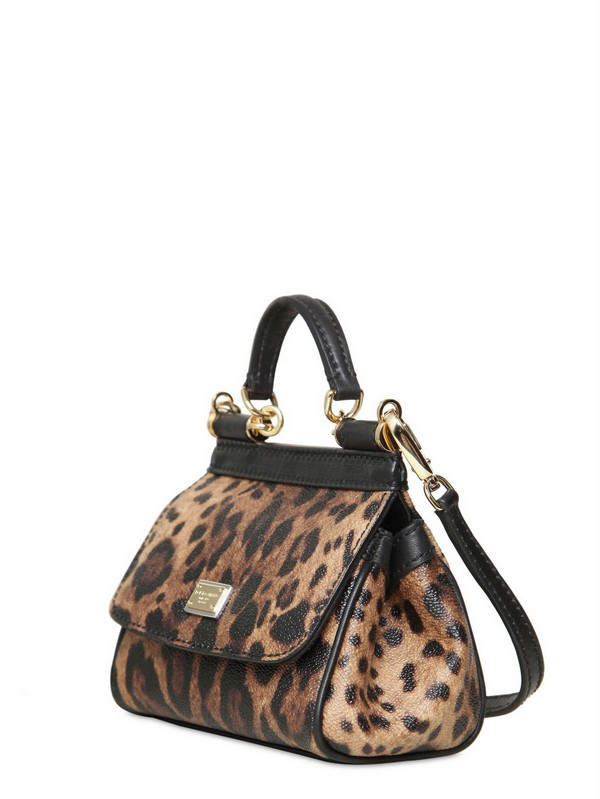 Dolce & Gabbana Mini Miss Sicily Leopard Print PVC Bag in Brown | Lyst