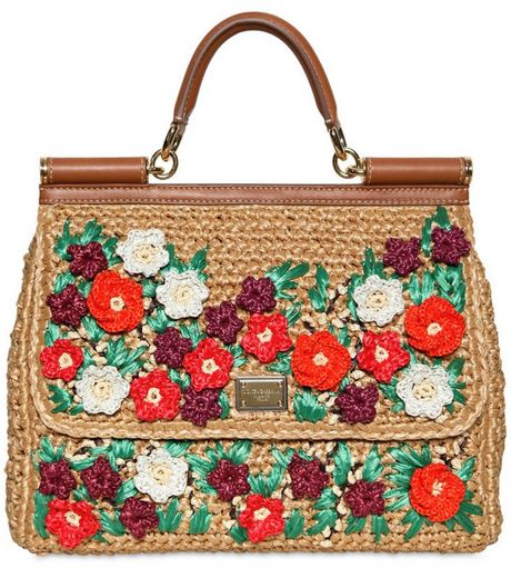 Dolce & Gabbana Miss Sicily Crochet Raffia Top Handle in Multicolor ...