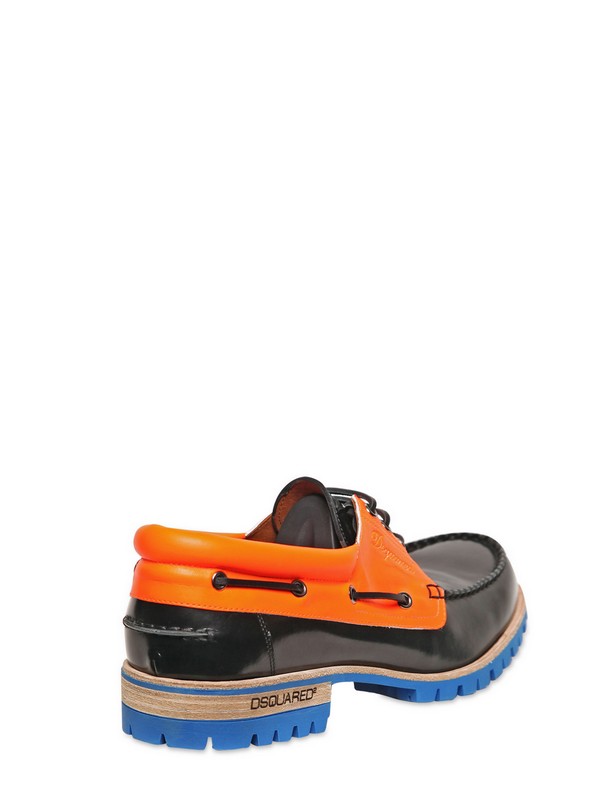 DSquared² 30mm Two Tone Leather Laceup Shoes in Black/Orange (Orange ...