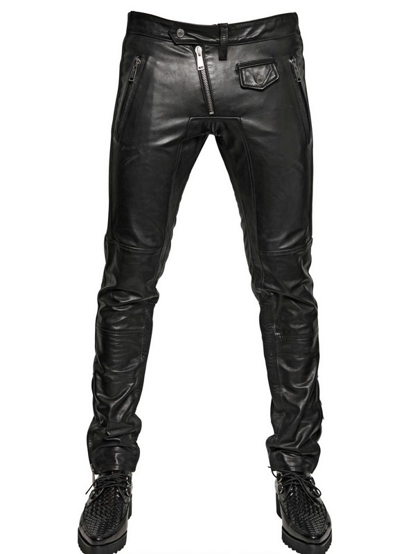 DSquared² Leather Biker Trousers in Black for Men - Lyst