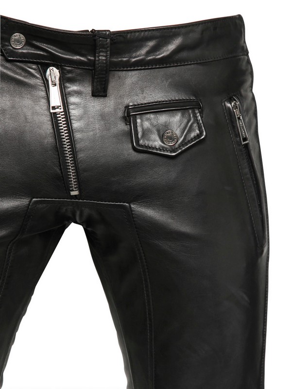 DSquared² Leather Biker Trousers in Black for Men | Lyst