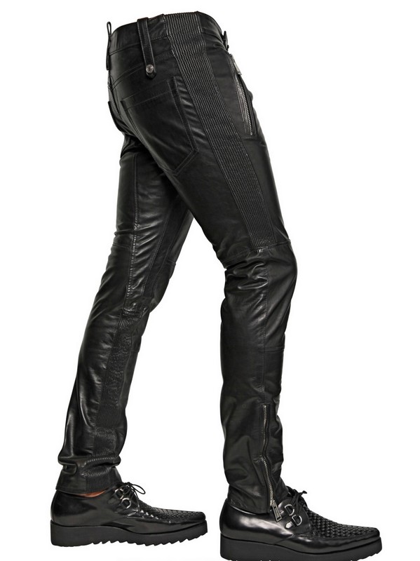 DSquared² Leather Biker Trousers in Black for Men - Lyst