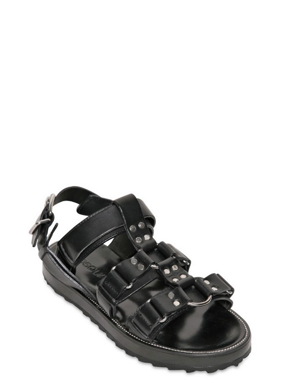 DSquared² Leather Gladiator Sandals in Black for Men - Lyst