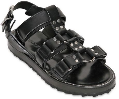 DsquaredÂ² Leather Gladiator Sandals in Black for Men