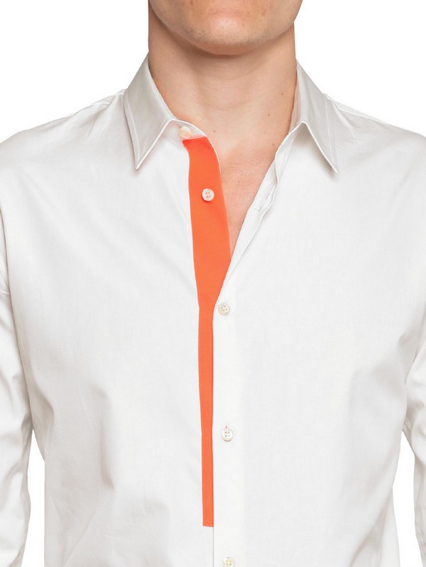 DSquared² Neon Orange Trim Cotton Poplin Shirt in White for Men | Lyst