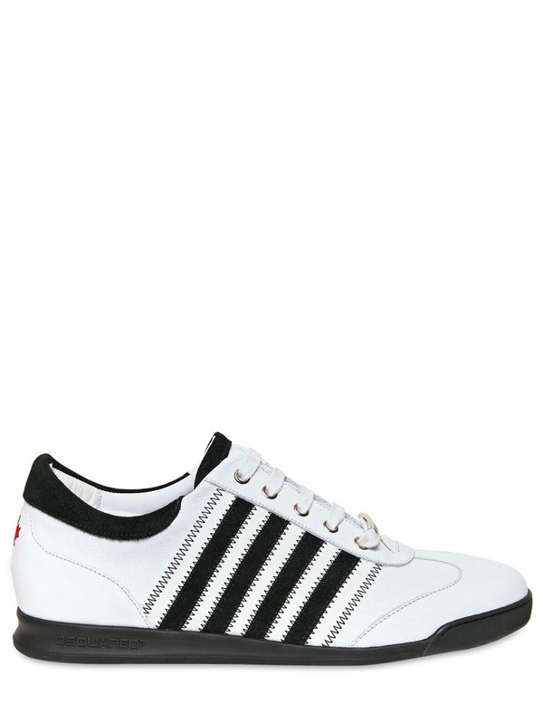 Lyst - Dsquared² Suede Leather Stripe Sneakers in White for Men