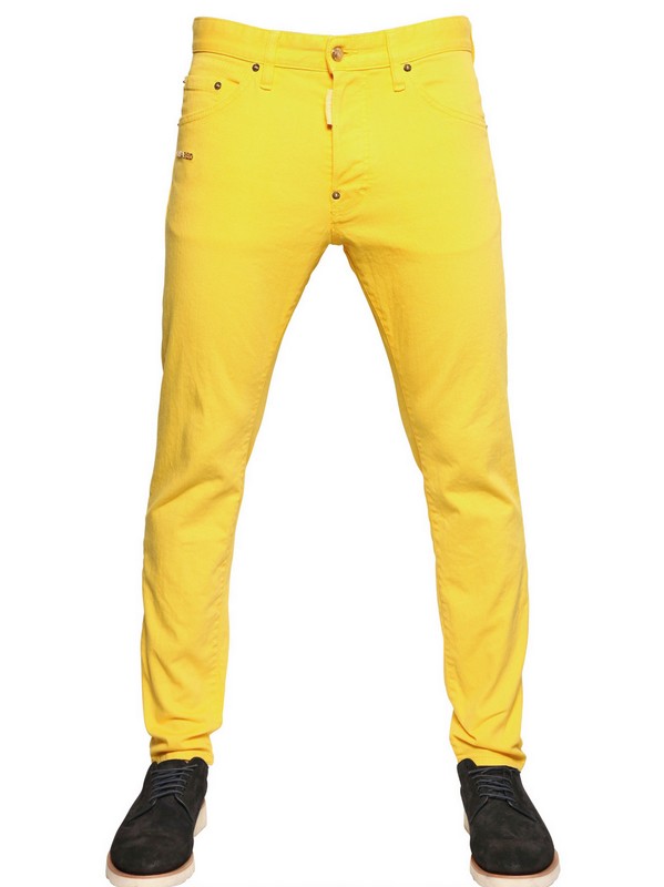 yellow stretch jeans