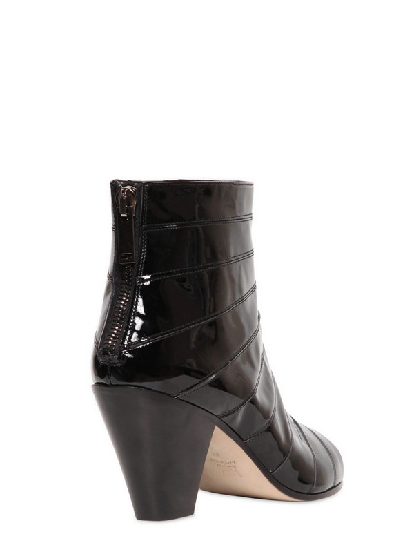 Gareth Pugh 50mm Cuban Heel Patent Leather Boots in Black
