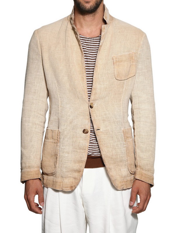 Lyst - Giorgio Armani Linen Blend Gauze Dyed Jacket in Natural for Men