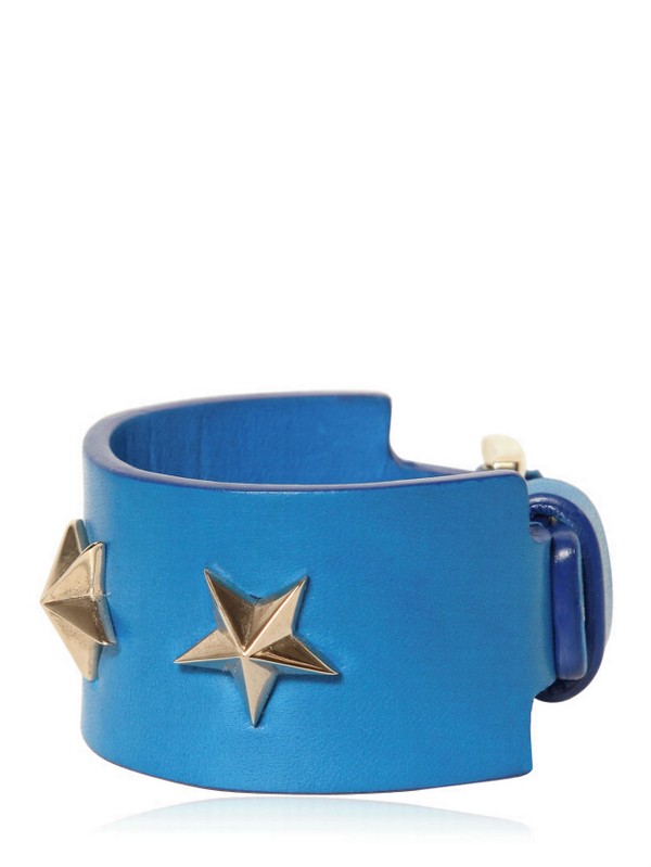 Givenchy Triple Stars Leather Cuff Bracelet in Metallic | Lyst