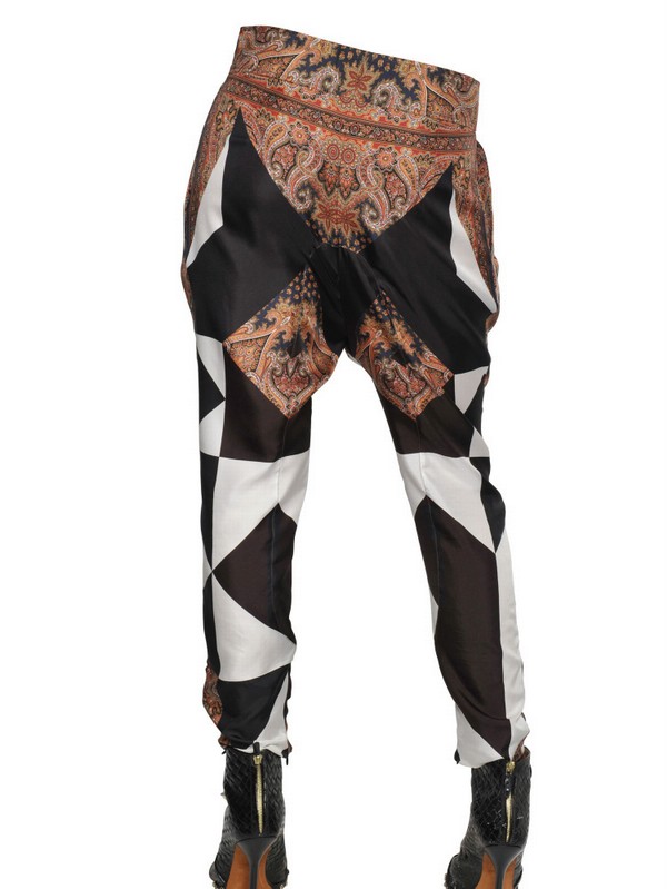 Givenchy Printed Silk Satin Trousers | Lyst