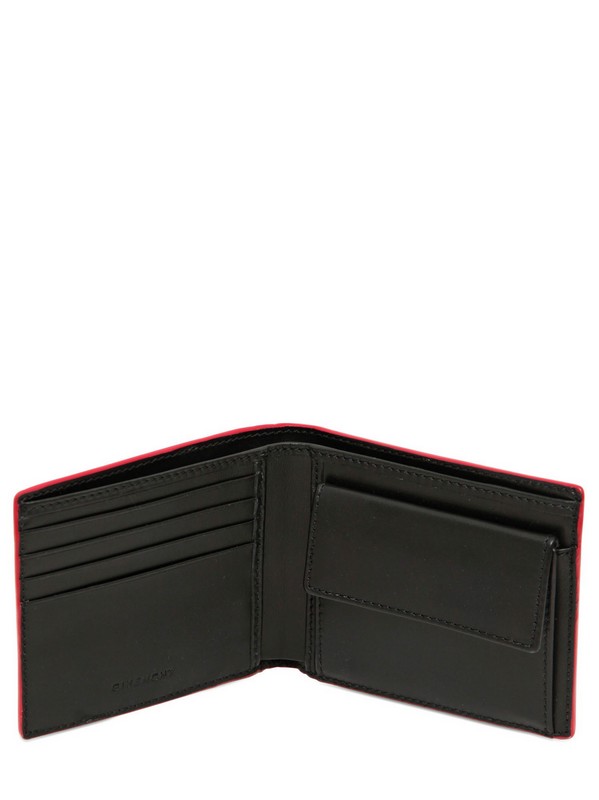 Givenchy Printed Logo Two Tone Leather Wallet in Red for Men | Lyst