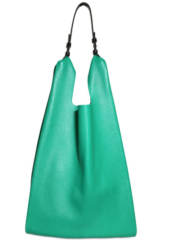 Lyst Jil Sander Grainy Leather Market Shoulder Bag in Green