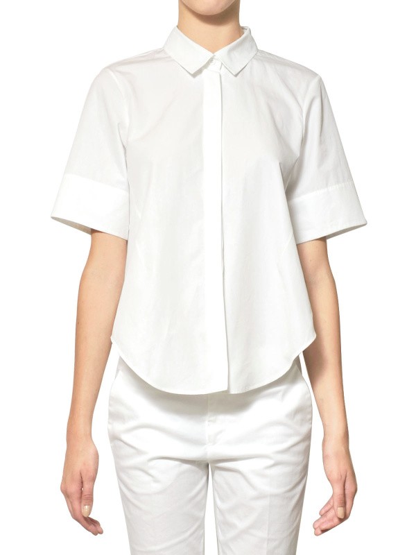 Jil Sander Short Sleeved Cotton Poplin Shirt in White - Lyst