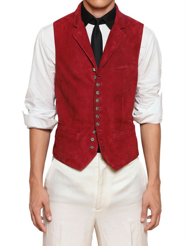 John varvatos Suede Vest in Red for Men Lyst