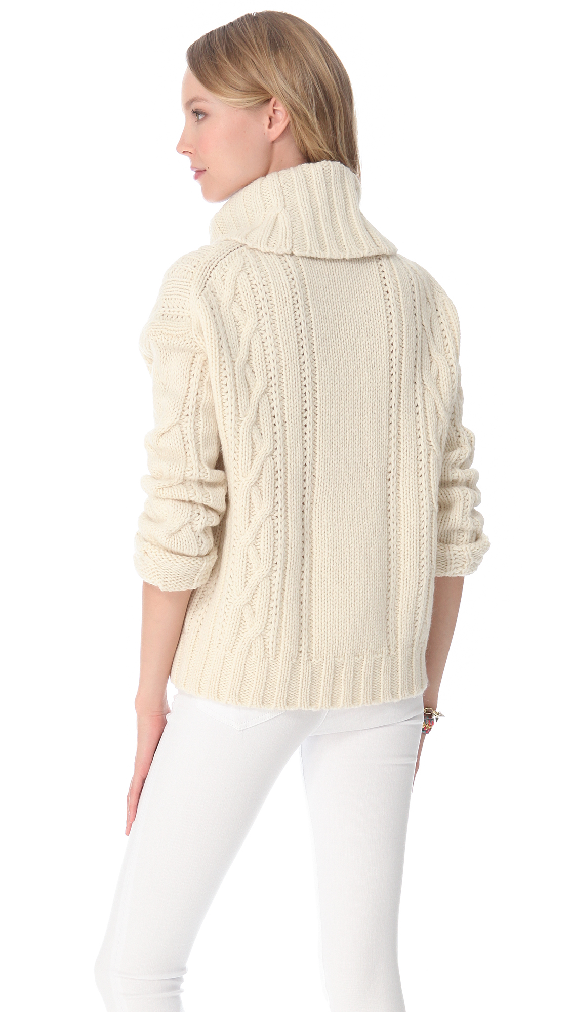 chunky cable turtleneck sweater