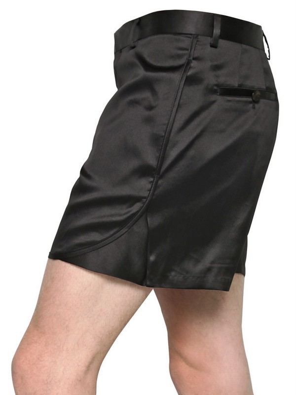 Lanvin Silk Satin Shorts in Black for Men