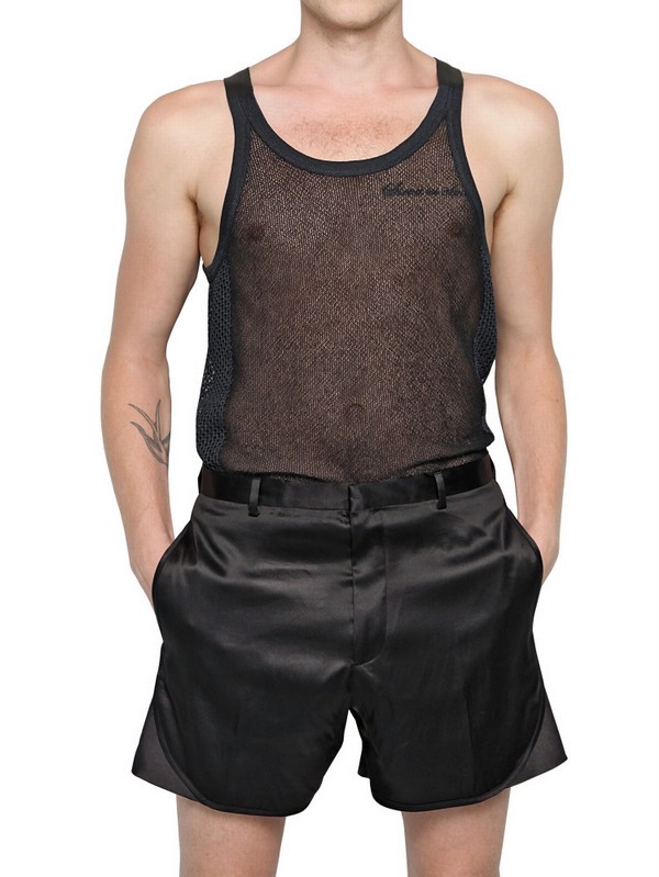 Lanvin Silk Satin Shorts in Black for Men - Lyst