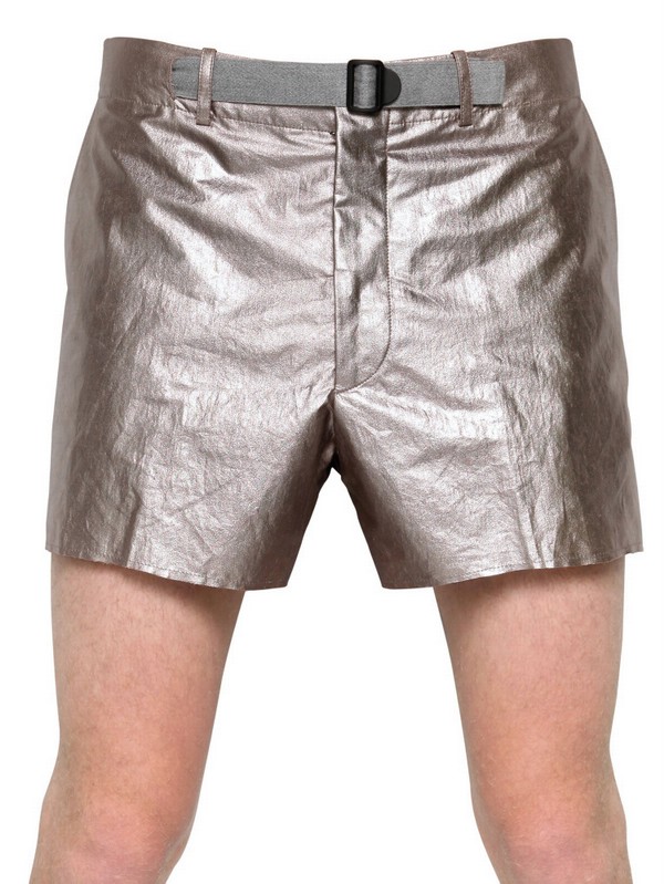 Lanvin Metallic Cotton Shorts in Metallic for Men Lyst